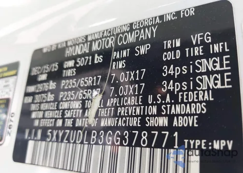 2016 Hyundai Santa Fe Sport 2.4L z USA, uszkodzony, nr VIN 5XYZUDLB3GG378771